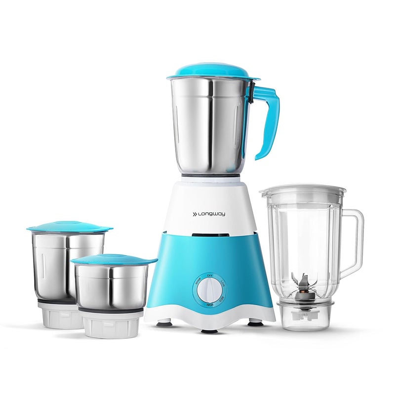 Longway Super Dlx Mixer Grinder Powerful Motor with 1 Year warranty (White & Blue) (4 Jar) - Image 1