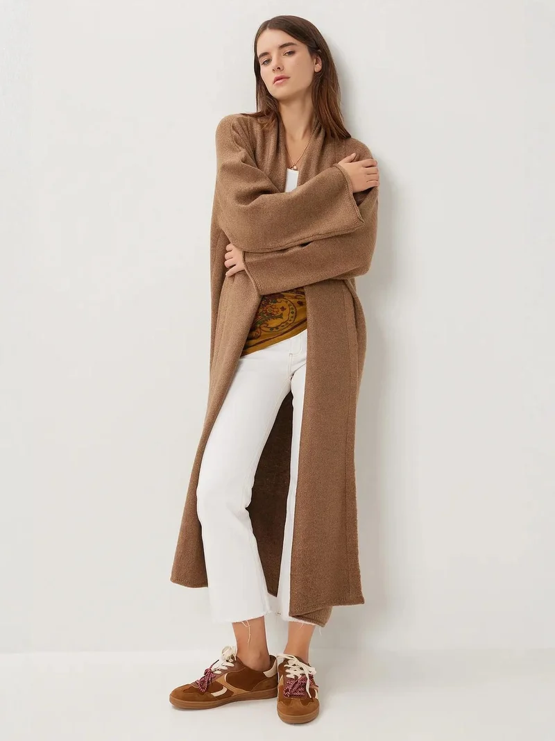 Lovely Istanbul ISTANBUL Oversized Open Collar Long Knit Cardigan