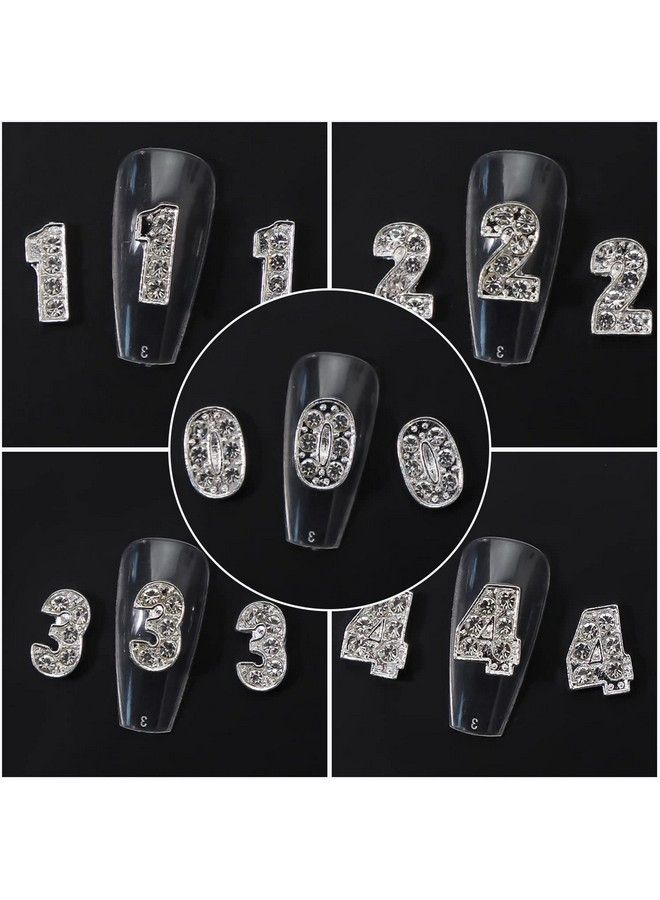 JERCLITY 30 Pieces Silver Number Nail Charms (0-9) for Nails Arabic Numerals 3D Nail Art Charms for Acrylic Nails Alloy Nail Rhinestones and Charms Nail Number Charms Gems for Women - Image 5