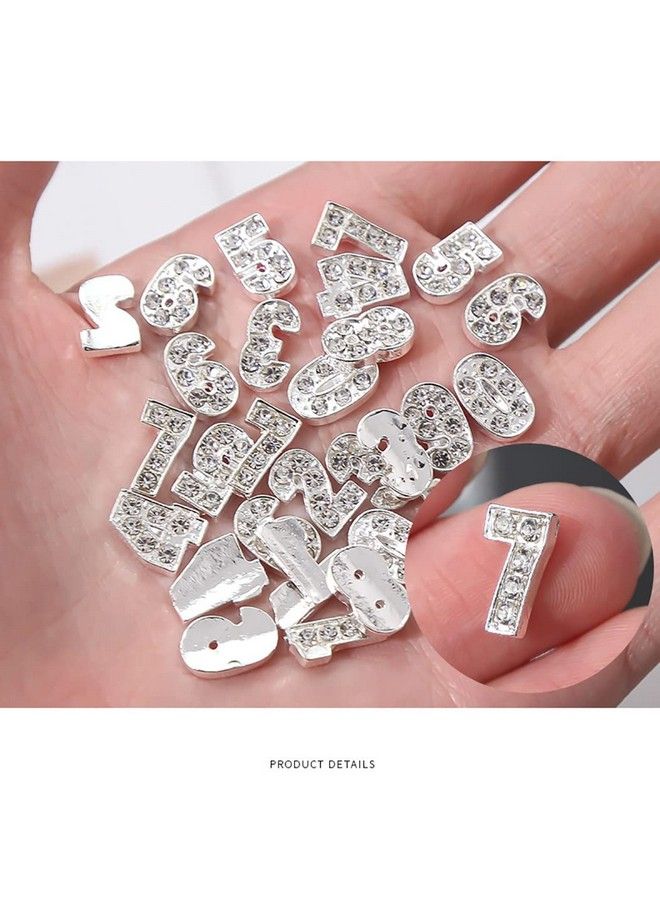 JERCLITY 30 Pieces Silver Number Nail Charms (0-9) for Nails Arabic Numerals 3D Nail Art Charms for Acrylic Nails Alloy Nail Rhinestones and Charms Nail Number Charms Gems for Women - Image 4