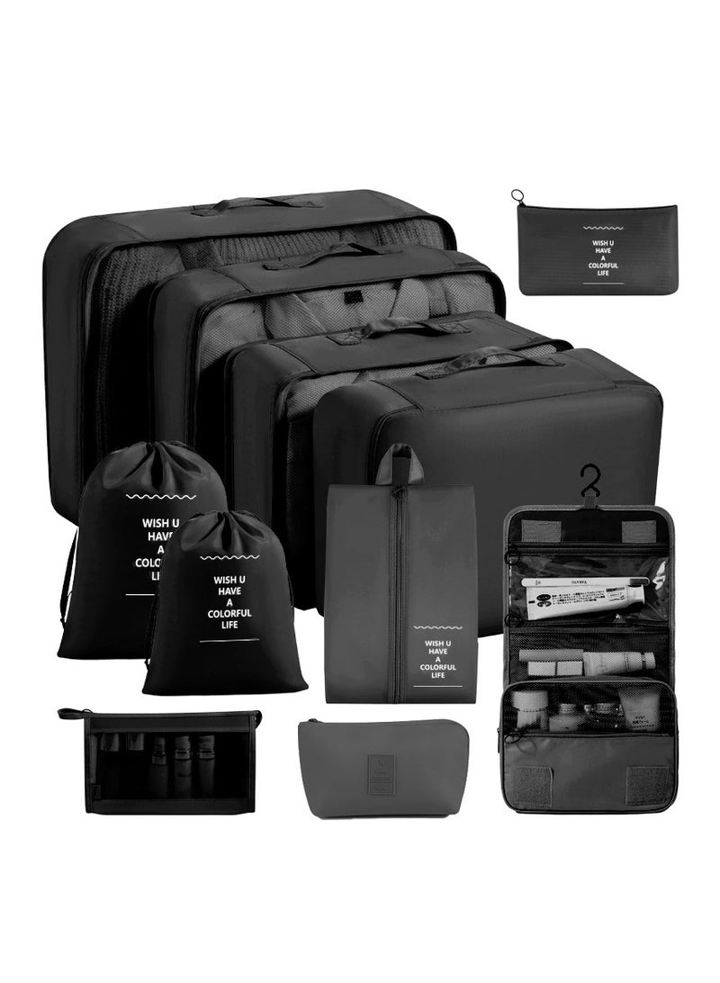 Packing Cubes 11 Set, Suitcase Organizers, Luggage Organizer Bags for Travel, Packing Cubes for Travel, with Toiletry Bag, Travel Essentials Black  - Image 1