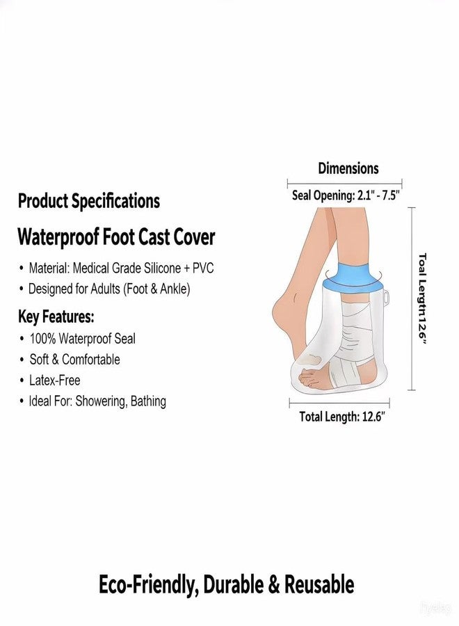 KEEFITT Waterproof Foot Cast Cover for Shower, Elastic Silicone Foot Cover for Shower After Surgery Watertight Wound Protection to Bandage, Ankle Wound and Burns - Image 3