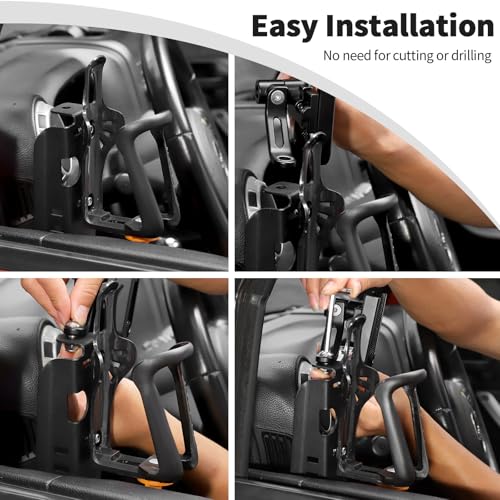 JWWY for Jeep JK Front Door Cup Holder Drink Holder on Driver's Left Side Beverage Rack Fit for 2011-2017 Jeep Wrangler JK JKU Interior Accessories Alloy - Image 4