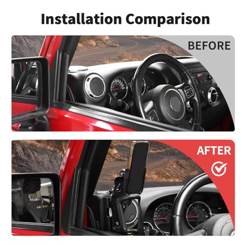 JWWY for Jeep JK Front Door Cup Holder Drink Holder on Driver's Left Side Beverage Rack Fit for 2011-2017 Jeep Wrangler JK JKU Interior Accessories Alloy - Image 2
