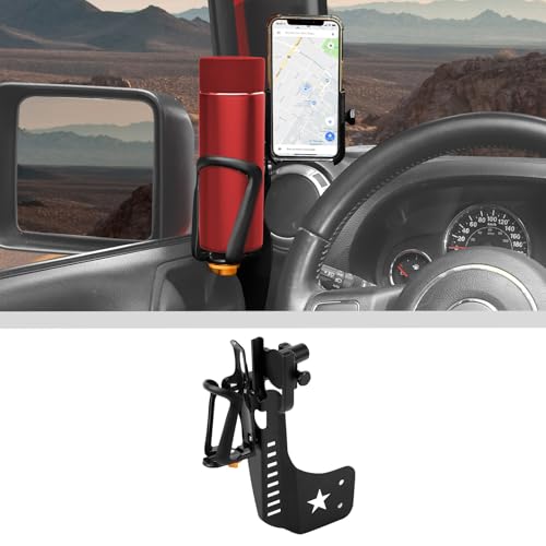 JWWY for Jeep JK Front Door Cup Holder Drink Holder on Driver's Left Side Beverage Rack Fit for 2011-2017 Jeep Wrangler JK JKU Interior Accessories Alloy - Image 3