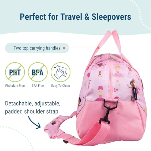 Wildkin Kids Overnighter Duffel Bag – Carry-On Size, Ideal for School & Sleepovers – Ballerina - Image 3
