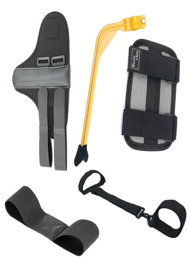 MUSKULO MONSTRO Golf Swing Trainer Aids Set, Golf Posture Correction Tools, 6 PCS-Arm Band, Elbow Correction, Wrist Hinge Trainer, Wrist Brace Band, Leg Rod Corrector, with a Strap Carrying Bag - Image 1