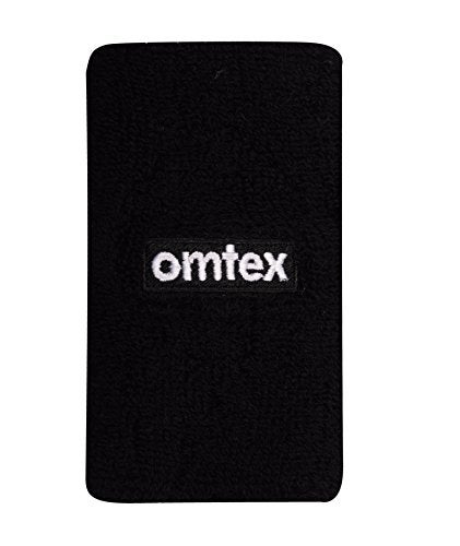 omtex Sweat band wrist band / wrist support for gym, cricket, running and sports activities 5 inches (Black) - Image 5