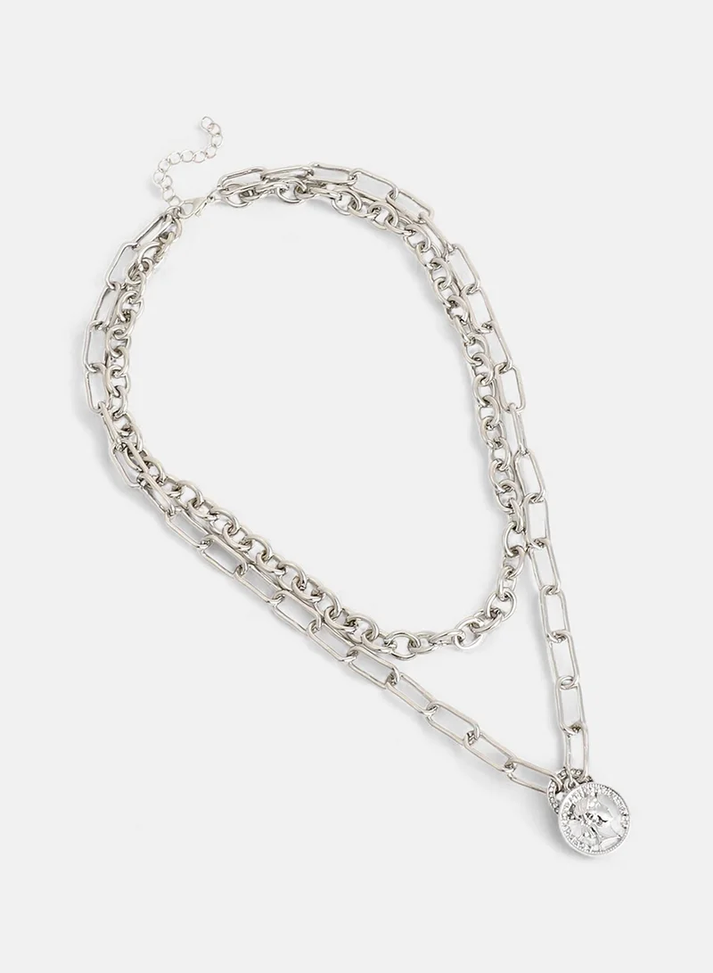 سوهي قلادة سلسلة عملات معدنية بطبقات صناعية