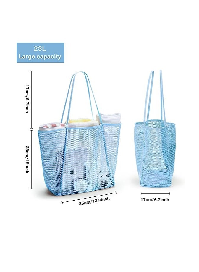 KASTWAVE Mesh Beach Bag for Women, Large Tote Bag Lightweight Foldable Beach Tote with Zipper Pocket for Women Vacation Beach Pool Trip - Image 3