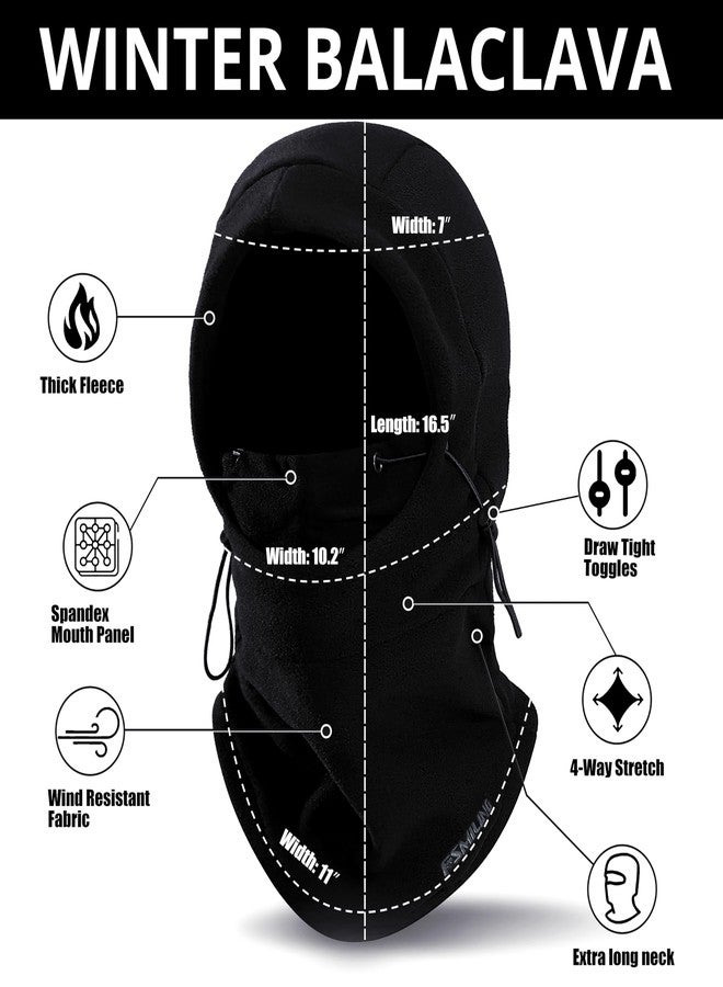 FSMILING Fleece Balaclava Ski Mask Winter Face Mask for Men & Women Black - Image 3