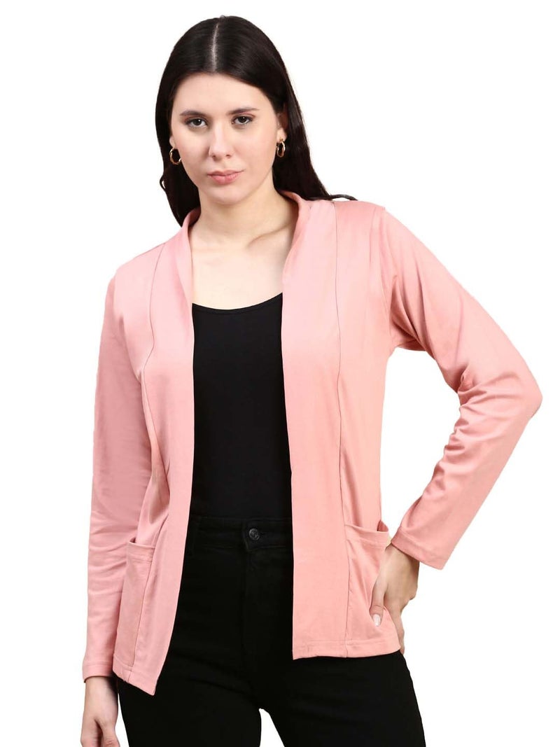 KRYPTIC Women's Regular Length Cotton Shrug with Side Pockets - Soft Lightweight Open Front Layer for Stylish Everyday Wear - Image 1
