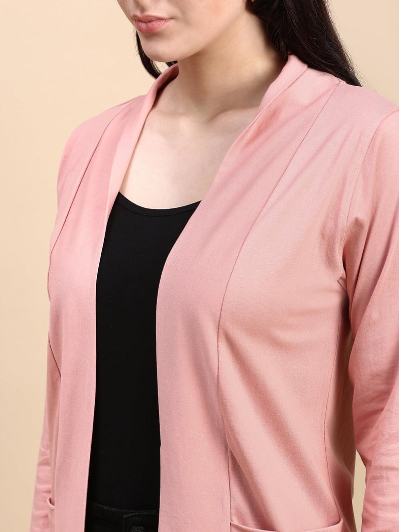 KRYPTIC Women's Regular Length Cotton Shrug with Side Pockets - Soft Lightweight Open Front Layer for Stylish Everyday Wear - Image 4