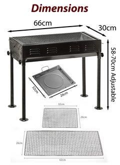 Portable Large Capacity Foldable Japanese Charcoal BBQ Grill 66x30cm Stainless Steel Portable Outdoor Barbecue Rack with Stand Anti-Scald Mesh Grill Clip for 5-15 People, Camping, Hiking, Picnics, Party and Garden Backyard Mutton Kebabs Chicken Sausage Beef Boti Cooking - pzsku/Z25CDB2C3903CB759EEE3Z/45/_/1726320467/bac3c928-9562-44e5-9e0a-a052ba232df1