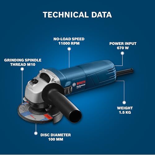BOSCH Professional GWS 600 Angle Grinder | 670W Power | No-load Speed of 11000 RPM | Versatile Cutting and Grinding Tool | M10 Grinding Spindle Thread | 100 mm Disc | 1 Year Warranty - Image 3