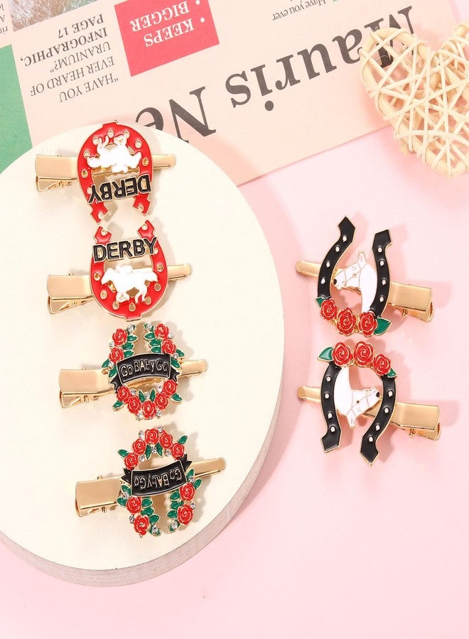 YAHPERN 6PCS Kentucky Derby Hair Clips for Women Rose Horseshoe Hair Clip Derby Riding Suit Hairpins Race Horse Hair Barrettes Kentucky Derby Outfits Accessories Party Favors Gifts - Image 2