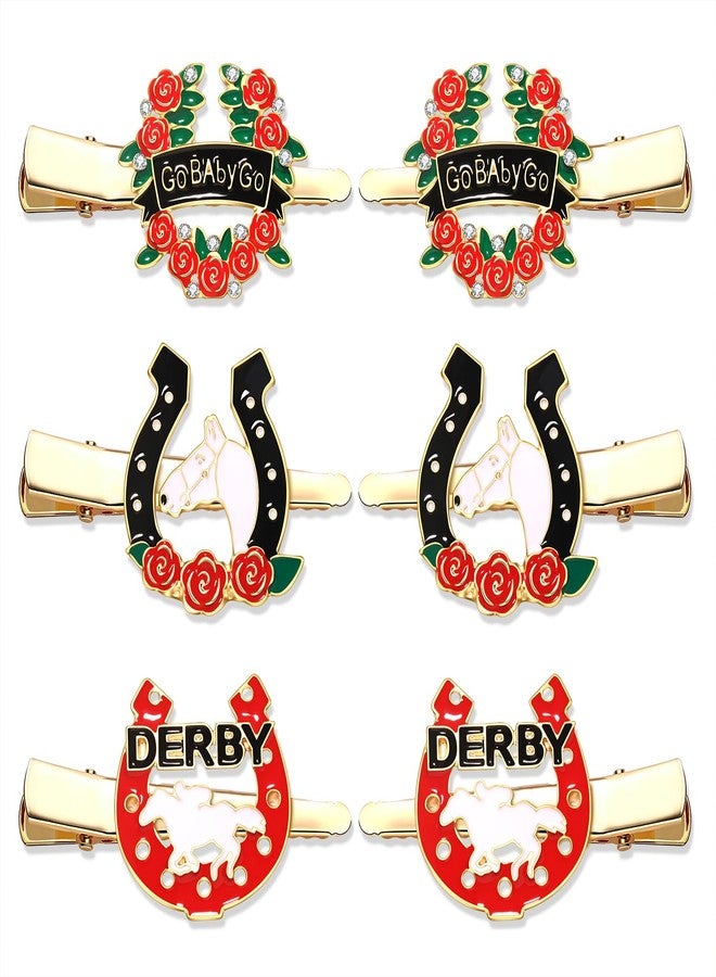 YAHPERN 6PCS Kentucky Derby Hair Clips for Women Rose Horseshoe Hair Clip Derby Riding Suit Hairpins Race Horse Hair Barrettes Kentucky Derby Outfits Accessories Party Favors Gifts - Image 1