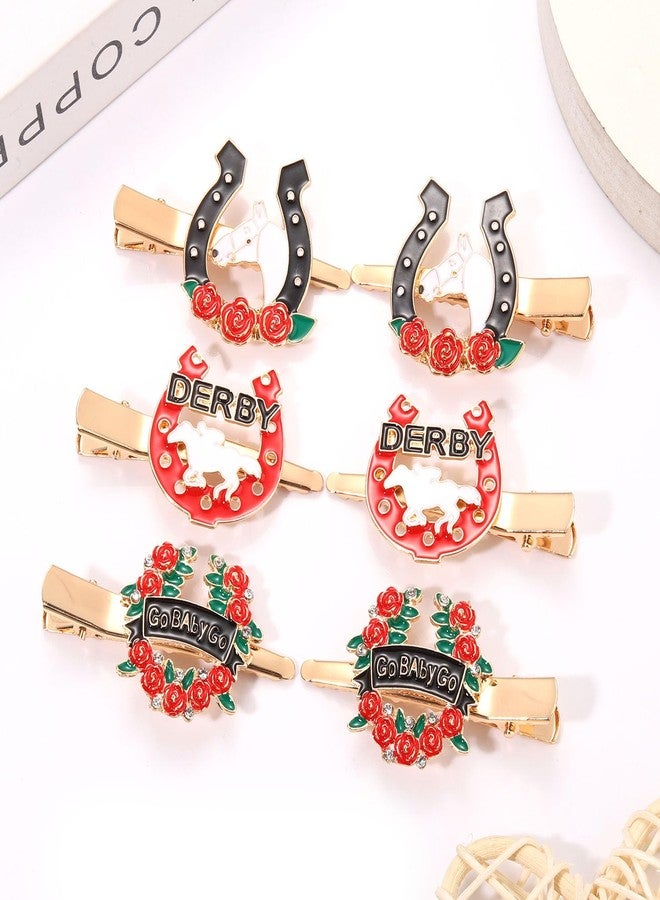 YAHPERN 6PCS Kentucky Derby Hair Clips for Women Rose Horseshoe Hair Clip Derby Riding Suit Hairpins Race Horse Hair Barrettes Kentucky Derby Outfits Accessories Party Favors Gifts - Image 4
