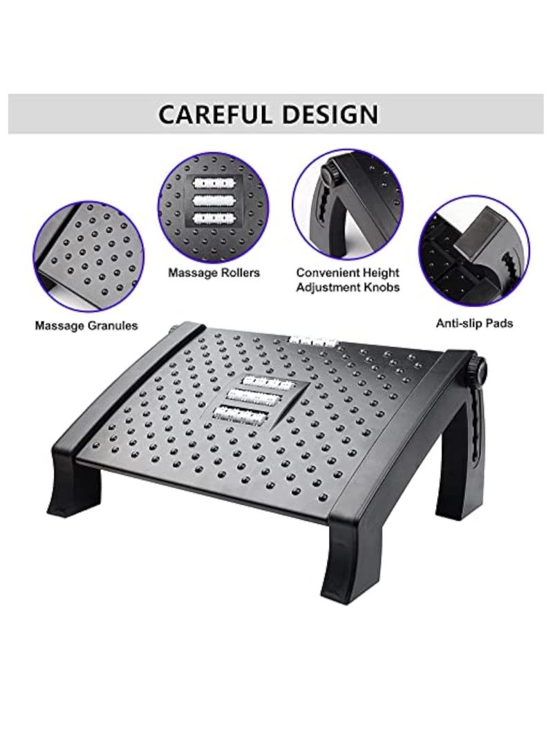 Hihonor Foot Rest Adjustable Height Foot Rest For Under Desk At Work Ergonomic Foot Stool Under Desk For Office Under Desk Footrest With Large Roller Massage Comfortable Desk Foot Rest For Pressure Relief - Image 2