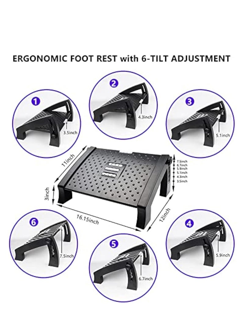Hihonor Foot Rest Adjustable Height Foot Rest For Under Desk At Work Ergonomic Foot Stool Under Desk For Office Under Desk Footrest With Large Roller Massage Comfortable Desk Foot Rest For Pressure Relief - Image 3