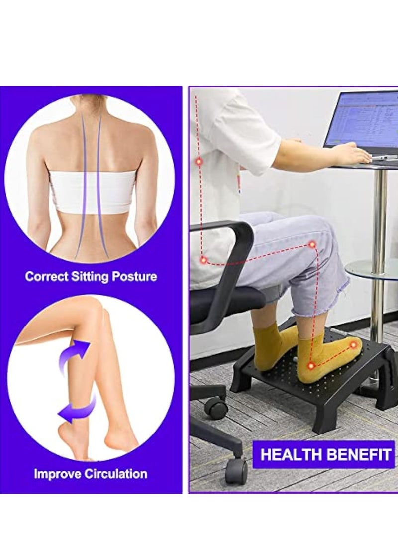 Hihonor Foot Rest Adjustable Height Foot Rest For Under Desk At Work Ergonomic Foot Stool Under Desk For Office Under Desk Footrest With Large Roller Massage Comfortable Desk Foot Rest For Pressure Relief - Image 4