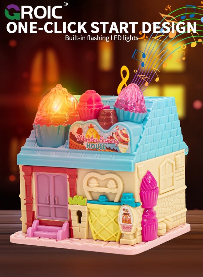 GROIC Princess Castle Doll House, Treasure Box Dollhouse with 2 Figures, 2 keys, Toddler Play Princess Magic Lights and Dancing Castle Musical Toy Dream Dollhouse Furniture, Pink Toys for Girls  - Image 4