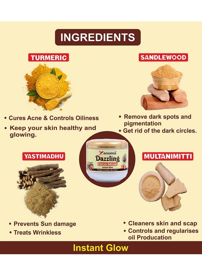 Zenomia Dazzling Face Mask - 100g | Chemical-Free Skin Care for Women | Removes Blackheads, Acne & Pimples | Whitening & Brightening Beauty Rejuvenation - Image 3