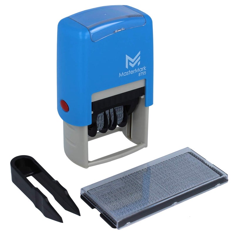MasterMark MasterMark SelfInking DIY Date Stamp Kit  158 x 1 Impression  Blue and Red Ink 8755 