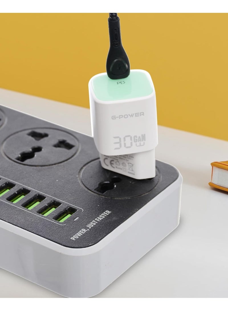 جي باور شاحن سريع G-Power GP-C29 بقوة 30 واط بمنفذ USB-C واحد، متوافق مع أجهزة iPhone 14/14 Plus/14 Pro/14 Pro Max/13، وGalaxy، وPixel 4/3، وiPad - أبيض/أخضر - Image 5