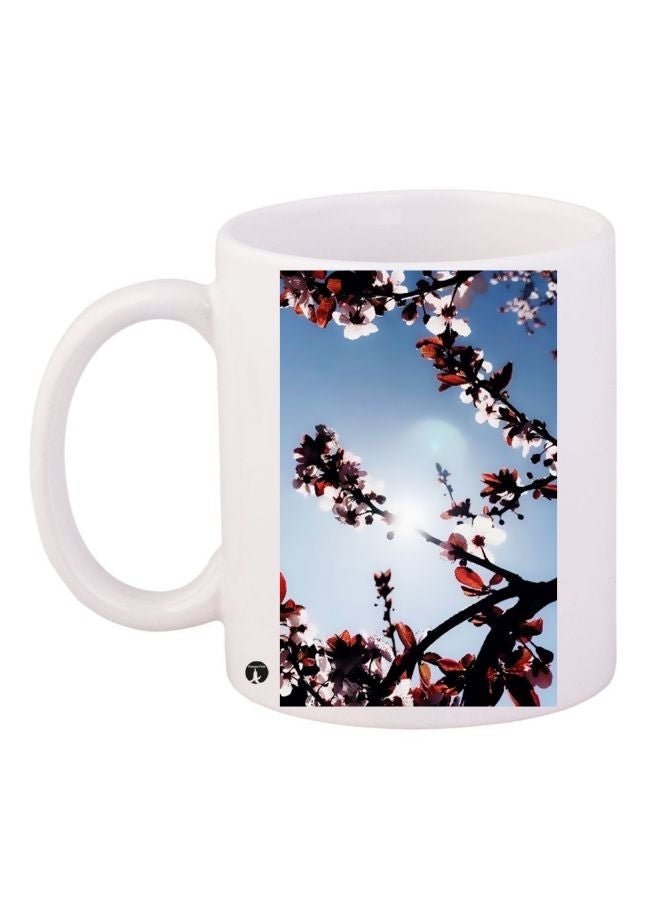 RYN Flowers Printed Coffee Mug White/Blue/Red 11ounce