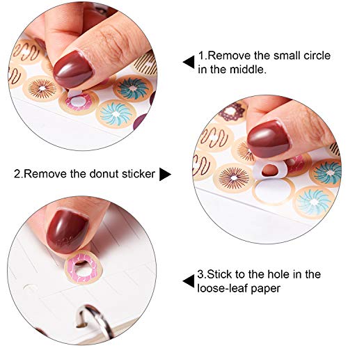 Leinuosen 1000-Piece Hole Reinforcement Stickers - Assorted Donut Designs, 0.25 Inch Binder Hole Reinforcements for School, Office, Home - Image 4