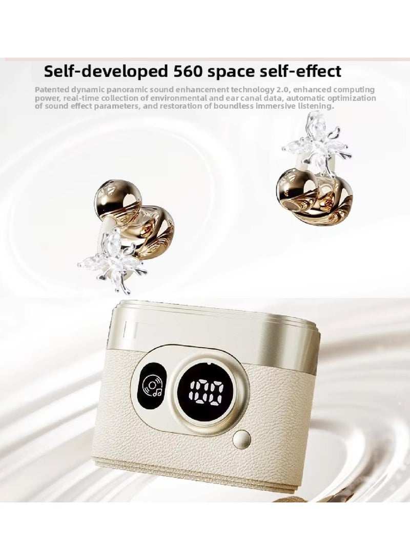Jliyru Clip-On Open Ear Earbuds with Sparkle Butterfly Earrings, Bluetooth 5.4 Wireless Headphones for Women, 60H Playtime, Comfortable Fit for Small Ears - Image 3