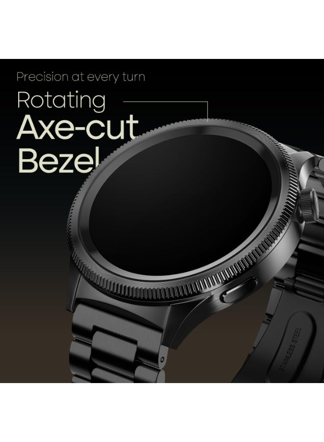 Noise Newly Launched Halo 2 Smartwatch 1.43" AMOLED, 1st Rotating Dial (Axe-Cut Bezel Design), Stainless Steel Build, Menu Transition Animations Effects, BT Calling, Health Suite (Elite Black) - Image 3