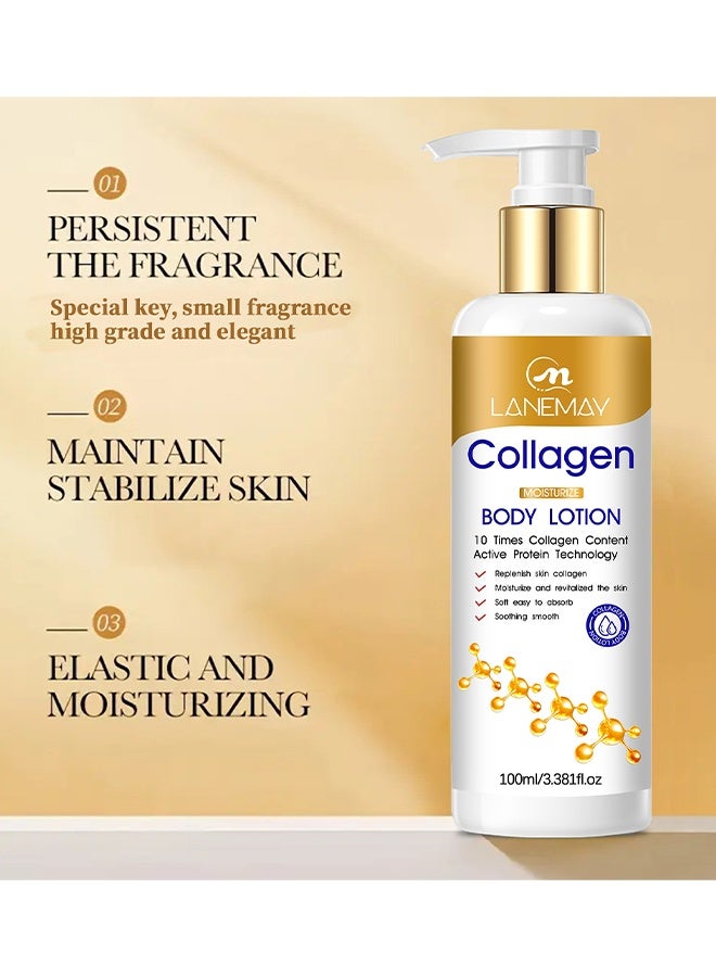 LANEMAY Collagen Anti-Wrinkle Repair Body Lotion, Collagen Body Lotion, Collagen Cream Skin Care Face Lotion & Body Milk, Skin Firming Moisturizer Anti Aging Face Lotion & Tightening Body Moisturizers Lifts, Firms, Tightens, 100ml - Image 2