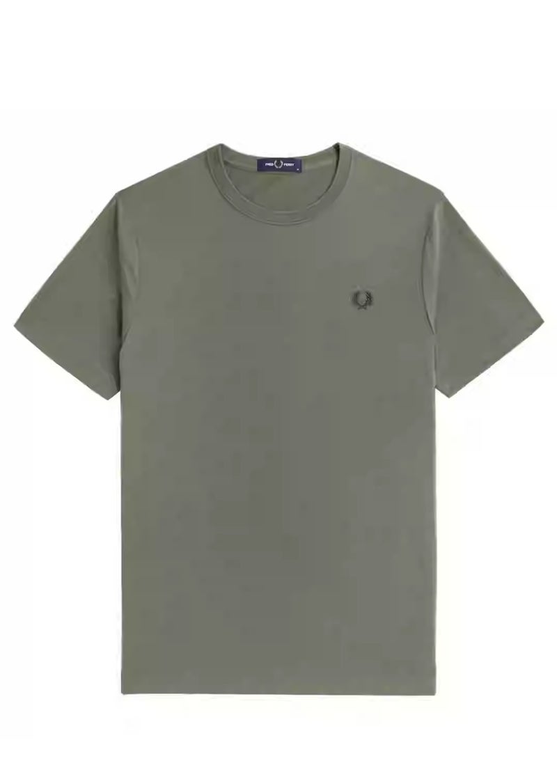 FRED PERRY Fred Perry Men's short sleeve T-shirt Summer casual wheat embroidery pure cotton crew neck simple base 