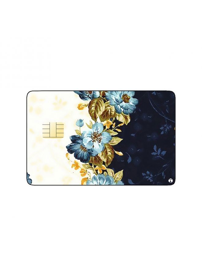 RKN PRINTED BANK CARD STICKER Beautiful Blue Flowers Drawing - Image 1