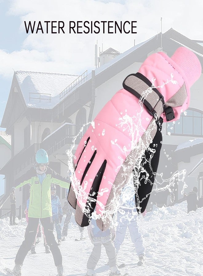 XTACER Kids Ski Snow Gloves Snowboard Winter Warm Cold Weather Gloves for Boys Girls Children (Light Pink,10-12 Years) - Image 4