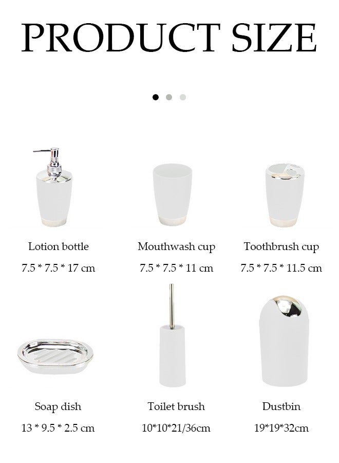 DUNISO 6 Pieces Of Bathroom Accessories Set, Household Toiletries Set, Bathroom Storage Set,Sturdy And Durable,With Lotion Bottle, Toothbrush Cup, Mouthwash Cup, Soap Tray, Toilet Brush, Garbage Can,Suitable For Family And Travel Use - Image 2