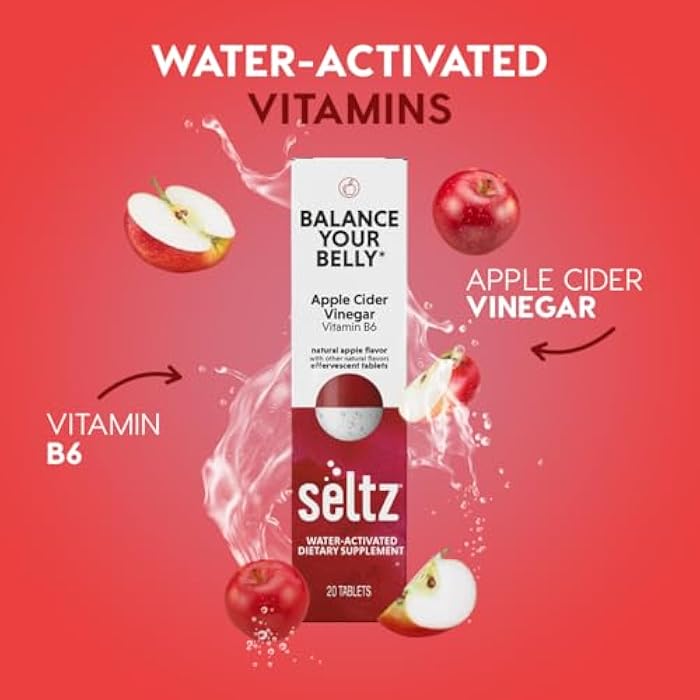 Seltz® Balance Your Belly – Effervescent Vitamins with Apple Cider Vinegar (1000 mg) & Vitamin B6 for Digestive Health, Blood Sugar & Mood Support – Apple Flavor, 20 Tablets (Pack of 1) - Image 2