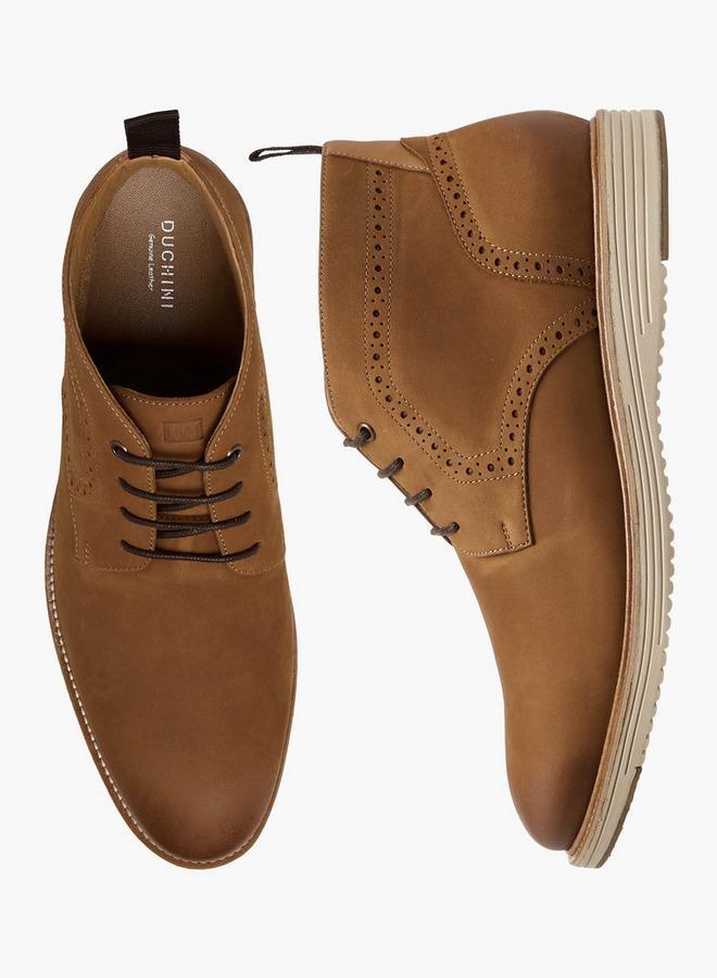 DUCHINI Men's Solid Lace-Up Boots with Pull Tabs - Image 3