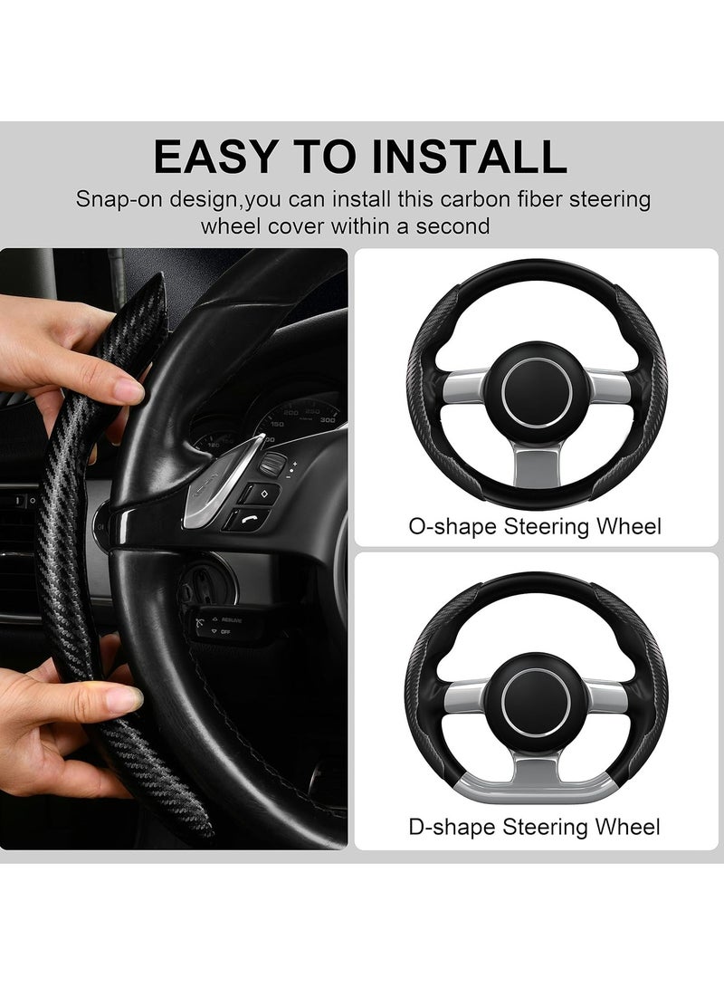Loquat 1t2pcs Black Car Steering Wheel Cover Carbon Fiber for Men Women, Segmented Wheel Protector Non-Slip Sporty Car Accessories - Image 5