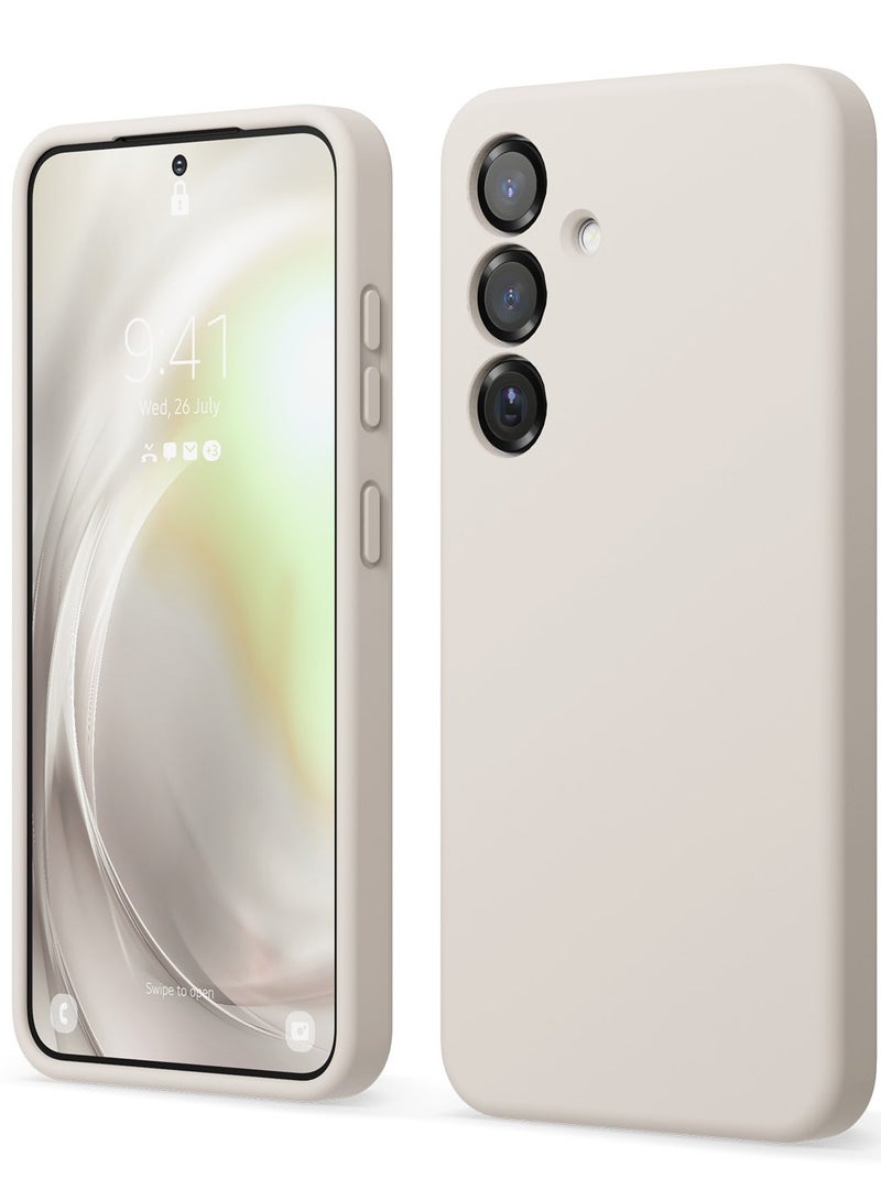 Elago Liquid Silicone for Samsung Galaxy S25 Case Cover Full Body Screen Camera Protective, Shockproof, Slim, Anti-Scratch Soft Microfiber Lining - Stone - Image 1