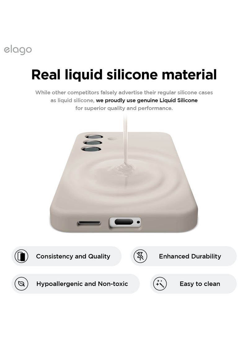 Elago Liquid Silicone for Samsung Galaxy S25 Case Cover Full Body Screen Camera Protective, Shockproof, Slim, Anti-Scratch Soft Microfiber Lining - Stone - Image 4