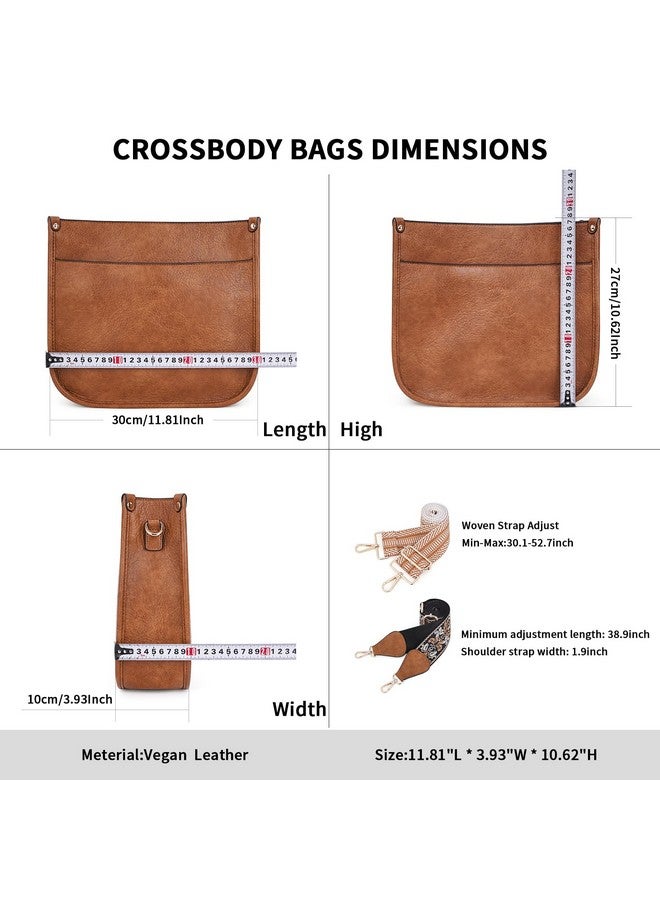 Caitina Crossbody Bag For Women Vegan Leather Hobo Handbags Designer Crossbody Purses Bucket Bag For Women with 2 Adjustable Strap(Brown) - Image 2