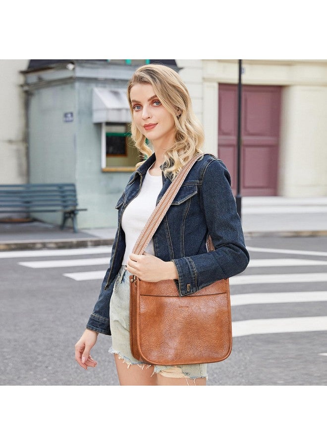 Caitina Crossbody Bag For Women Vegan Leather Hobo Handbags Designer Crossbody Purses Bucket Bag For Women with 2 Adjustable Strap(Brown) - Image 1