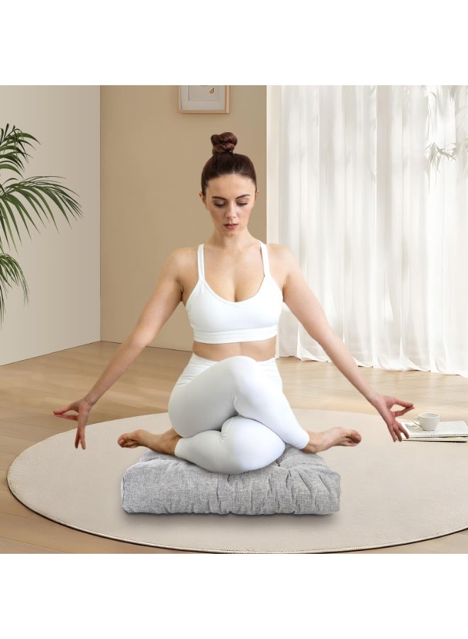 WangPangZi Meditation Floor Cushions, Thickened Floor Pillow for Adults, Large Square Pillows Seat Cushion for Tatami Living Room Yoga, Memory Sponge Block Added, 22x22 Inch, Grey - Image 4