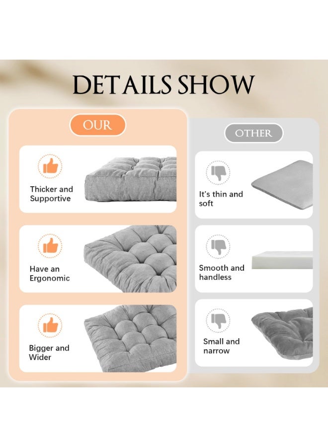WangPangZi Meditation Floor Cushions, Thickened Floor Pillow for Adults, Large Square Pillows Seat Cushion for Tatami Living Room Yoga, Memory Sponge Block Added, 22x22 Inch, Grey - Image 5