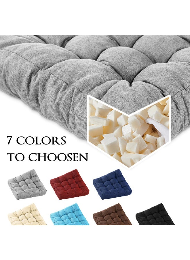 WangPangZi Meditation Floor Cushions, Thickened Floor Pillow for Adults, Large Square Pillows Seat Cushion for Tatami Living Room Yoga, Memory Sponge Block Added, 22x22 Inch, Grey - Image 3