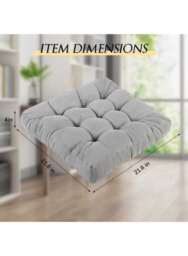 WangPangZi Meditation Floor Cushions, Thickened Floor Pillow for Adults, Large Square Pillows Seat Cushion for Tatami Living Room Yoga, Memory Sponge Block Added, 22x22 Inch, Grey - Image 2