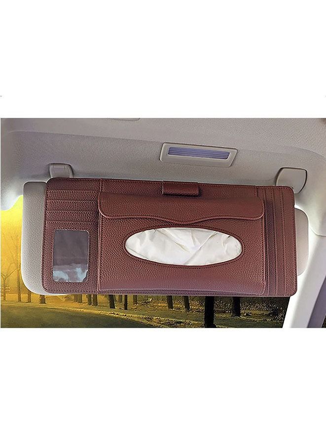 Generic Car Sun Visor Hanging Tissue Box Multifunctional Brown  - Image 2